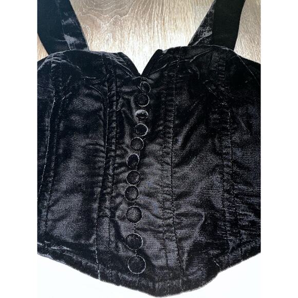 Rachel Zoe | Button Front Crop Top | NWOT | Black Velvet | SZ‎ XS - Picture 7 of 7